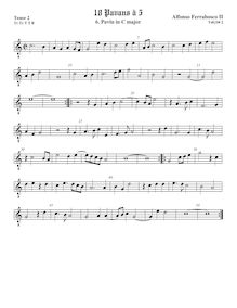 Partition ténor viole de gambe 2, octave aigu clef, Pavan à 5 No.2