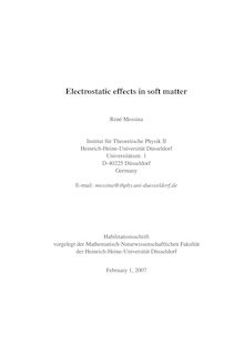 Electrostatic effects in soft matter [Elektronische Ressource] / René Messina