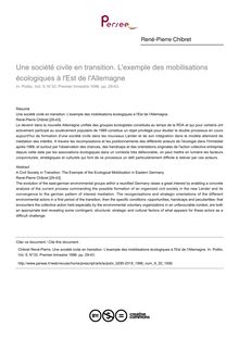 Une société civile en transition. L exemple des mobilisations écologiques à l Est de l Allemagne - article ; n°33 ; vol.9, pg 29-43
