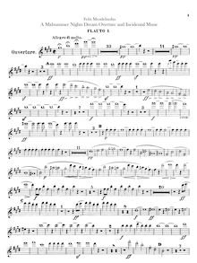 Partition flûte 1, 2, Musik zu Ein Sommernachtstraum, A Midsummer Night’s Dream