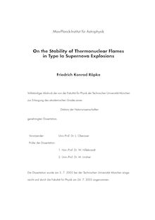 On the stability of thermonuclear flames in type Ia supernova explosions [Elektronische Ressource] / Friedrich Konrad Röpke
