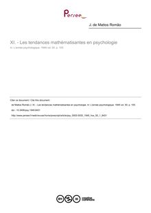 - Les tendances mathématisantes en psychologie - article ; n°1 ; vol.50, pg 105-105