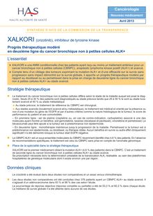 XALKORI (crizotinib), inhibiteur de tyrosine kinase - XALKORI SYNTHESE CT12648