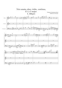 Score, Sonata en C major pour hautbois, violon et Continuo, Bach, Wilhelm Friedemann