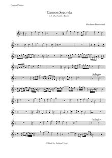Partition Canto primo, Canzon Seconda à 3 Due Canti e Basso, Frescobaldi, Girolamo