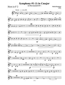 Partition cor 2 (F), Symphony No.1, C major, Rondeau, Michel par Michel Rondeau