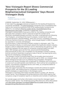  New Visiongain Report Shows Commercial Prospects for the 20 Leading Biopharmaceutical Companies  Says Recent Visiongain Study