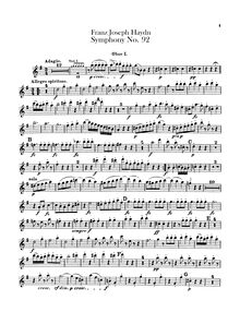 Partition hautbois 1, 2, Symphony No.92 en G major, “Oxford”, Sinfonia No.92