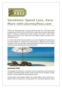 Now Spend Less, Save More with JourneyPass.com