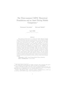 The Three moment CAPM: Theoretical Foundations and an Asset Pricing Models