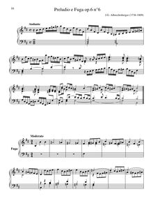 Partition No.6 en b minor, 6 préludes et Fugues, Sei Fughe e Preludie per Il Clavicembalo o Organo