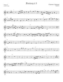 Partition ténor viole de gambe 2, octave aigu clef, Fantasia pour 5 violes de gambe
