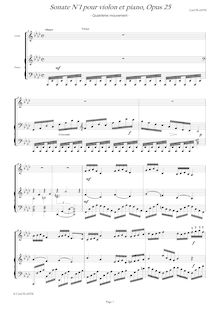 Partition I, Allegro vivace, violon Sonata No.1, Sonate pour violon et piano no.1