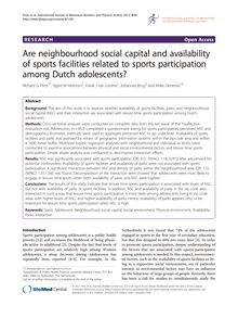 Are neighbourhood social capital and availability of sports facilities related to sports participation among Dutch adolescents?