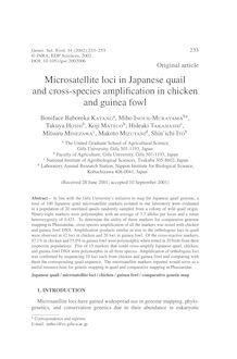 Microsatellite loci in Japanese quail and cross-species amplification in chicken and guinea fowl