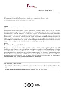 L évaluation et le financement des start-up Internet - article ; n°1 ; vol.52, pg 291-312