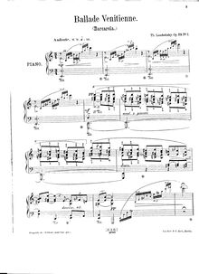 Partition No.1 - Ballade Venitienne (Barcarolle), Souvenirs d Italie, Op.39