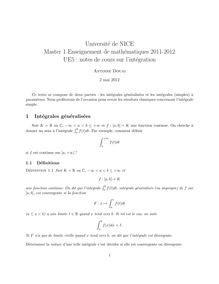 Universite de NICE Master Enseignement de mathematiques