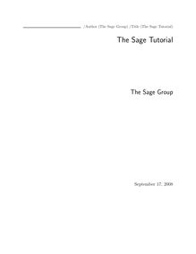 The Sage Tutorial
