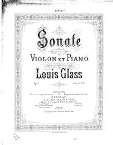 Partition de piano, violon Sonata, Op.7, E♭ major, Glass, Louis