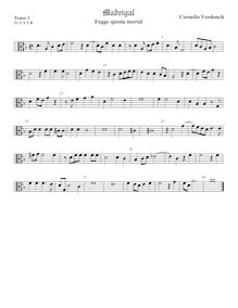 Partition ténor viole de gambe 1, alto clef, madrigaux pour 5 voix par  Cornelio Verdonch