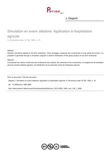 Simulation en avenir aléatoire. Application à l exploitation agricole - article ; n°1 ; vol.162, pg 16-16