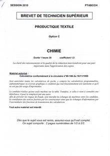 Chimie 2010 Tissage BTS Productique - textile