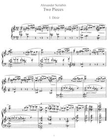 Partition complète, 2 Morceaux, Op.57, Scriabin, Aleksandr