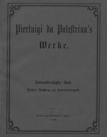 Partition complète, Supplementus III, Palestrina, Giovanni Pierluigi da