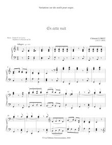 Partition , Allegro (En cette nuit), Six noëls avec variations pour orgue