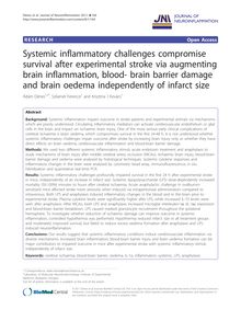 Systemic inflammatory challenges compromise survival after experimental stroke via augmenting brain inflammation, blood- brain barrier damage and brain oedema independently of infarct size