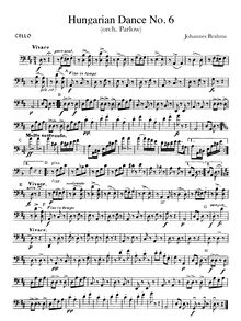 Partition No.6 violoncelles, 21 Hungarian Dances (orchestre), Brahms, Johannes