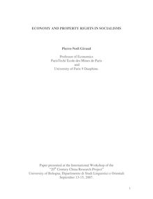 ECONOMY AND PROPERTY RIGHTS IN SOCIALISMS