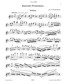 Partition de violon, Rapsodie finlandaise, Op.21, Finnish Rhapsody