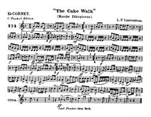Partition E♭ Cornet, pour Cake Walk, Marche Ethiopienne, D♭ major