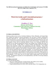 Web 2.0, Grids and Cyberinfrastructure / e-Infrastructure