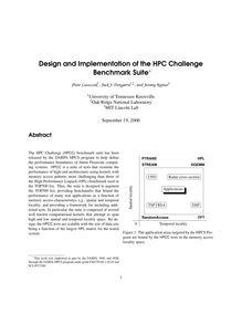 Design and Implementation of the HPC Challenge Benchmark