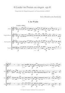 Partition complète, chansons im Freien zu singen, Mendelssohn, Felix