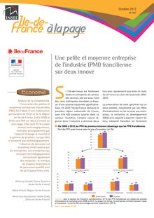 Une petite et moyenne entreprise     de l’industrie (PMI) francilienne       sur deux innove