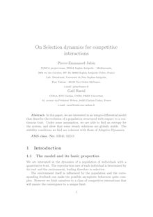 On Selection dynamics for competitive interactions