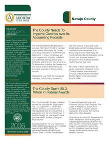 Navajo County June 30, 2006 Single Audit Report Highlights