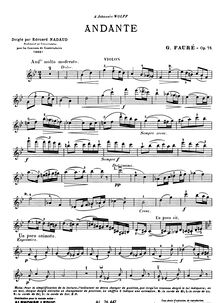 Partition complète et , partie, Andante, Op. 75, Fauré, Gabriel
