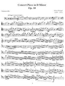 Partition de violoncelle, Concert Piece en D Minor, Op.10