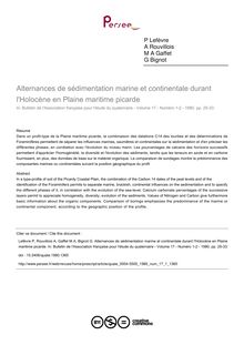 Alternances de sédimentation marine et continentale durant l Holocène en Plaine maritime picarde - article ; n°1 ; vol.17, pg 25-33