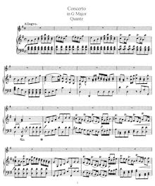 Partition Score (Piano reduction) et flûte , partie, flûte Concerto No.161 en G major, QV 5:174