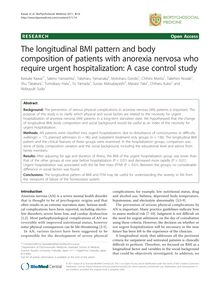 The longitudinal BMI pattern and body composition of patients with anorexia nervosa who require urgent hospitalization: A case control study