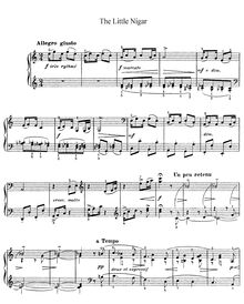 Partition complète, pour Little Nigar, The Little Negro ; Le petit nègre par Claude Debussy
