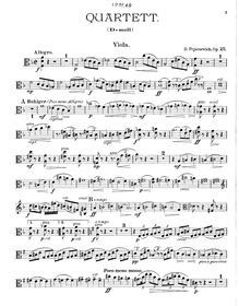 Partition viole de gambe, Piano quatuor, Op.25, D minor, Pejačević, Dora