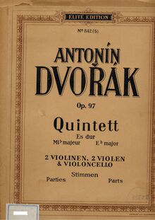 Partition Title Page (color), corde quintette No.3, E♭ major, Dvořák, Antonín