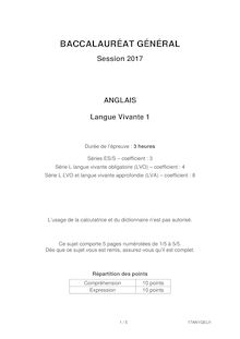 Bac 2017 LIBAN Anglais LV1 ES S